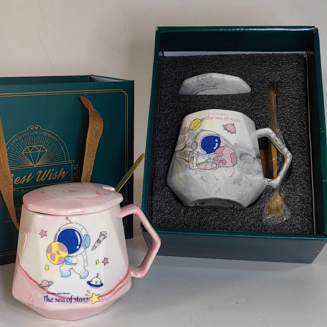 Elegant Marbled Diamond Ceramic Mug Set - Perfect Wedding Souvenir