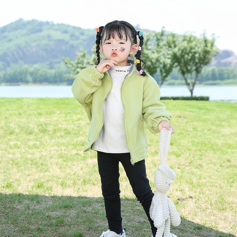 Children’s Thick Fleece Jacket – Zippered Casual Coat