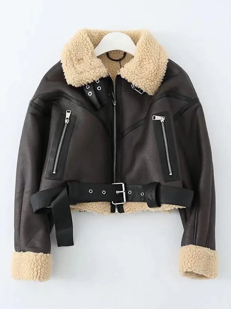 Thick Warm Moto Jacket – Faux Fur & Leather Streetwear