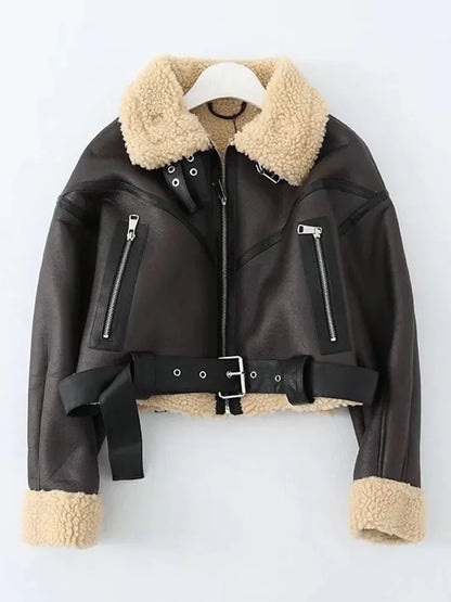 Thick Warm Moto Jacket – Faux Fur & Leather Streetwear