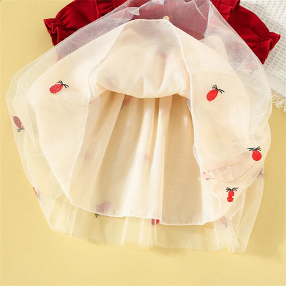 Baby Girl Cotton Mesh Birthday Party Dress