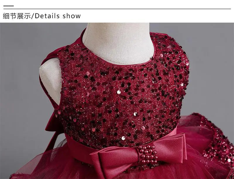 Girls’ Summer Party Dress – Sequin & Beaded Bow Detail