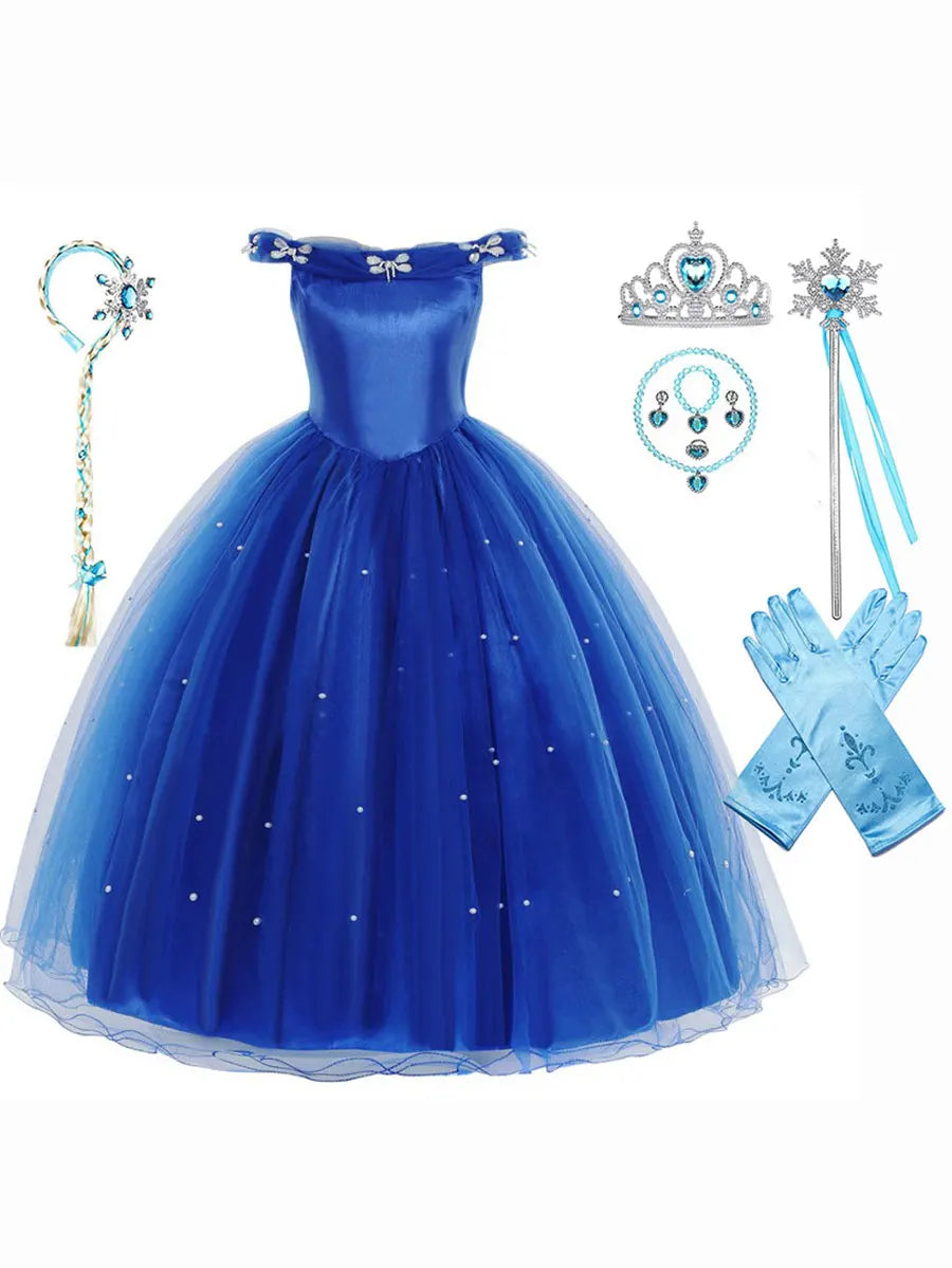 Girls Cinderella Princess Costume Dress Up Set