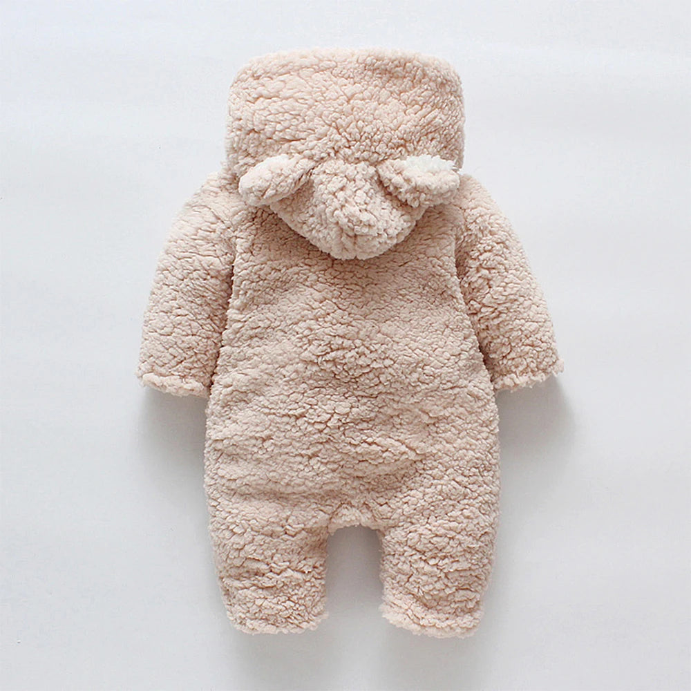 Winter Baby Romper – Embroidered Bear & Cozy Fleece