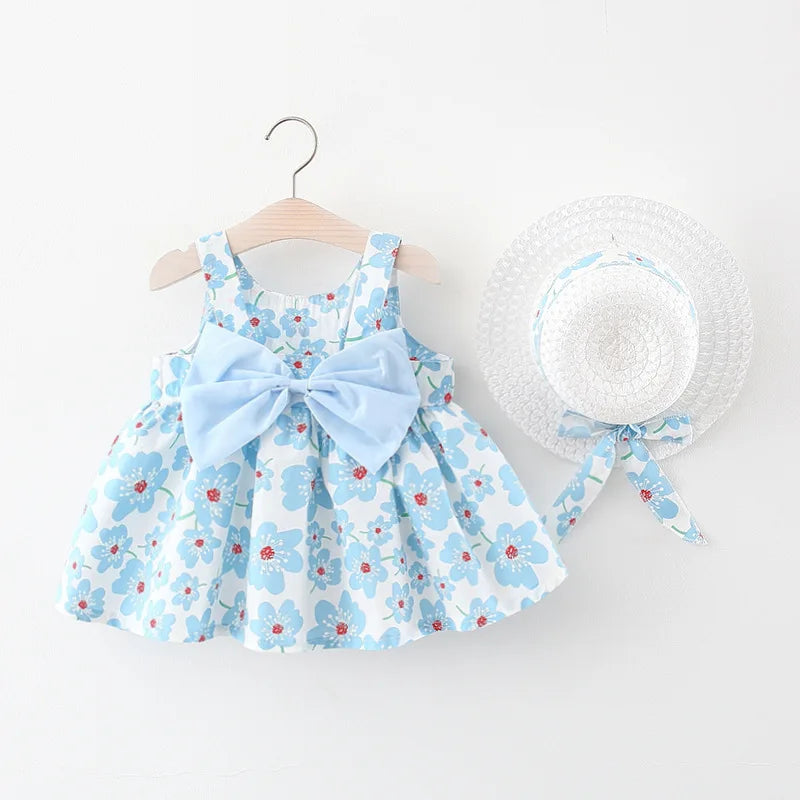 Infant Girls’ Summer Party Dress with Gift Hat