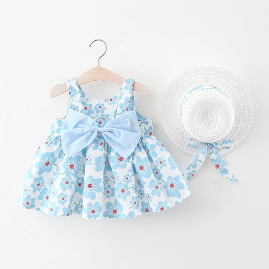 Infant Girls’ Summer Party Dress with Gift Hat