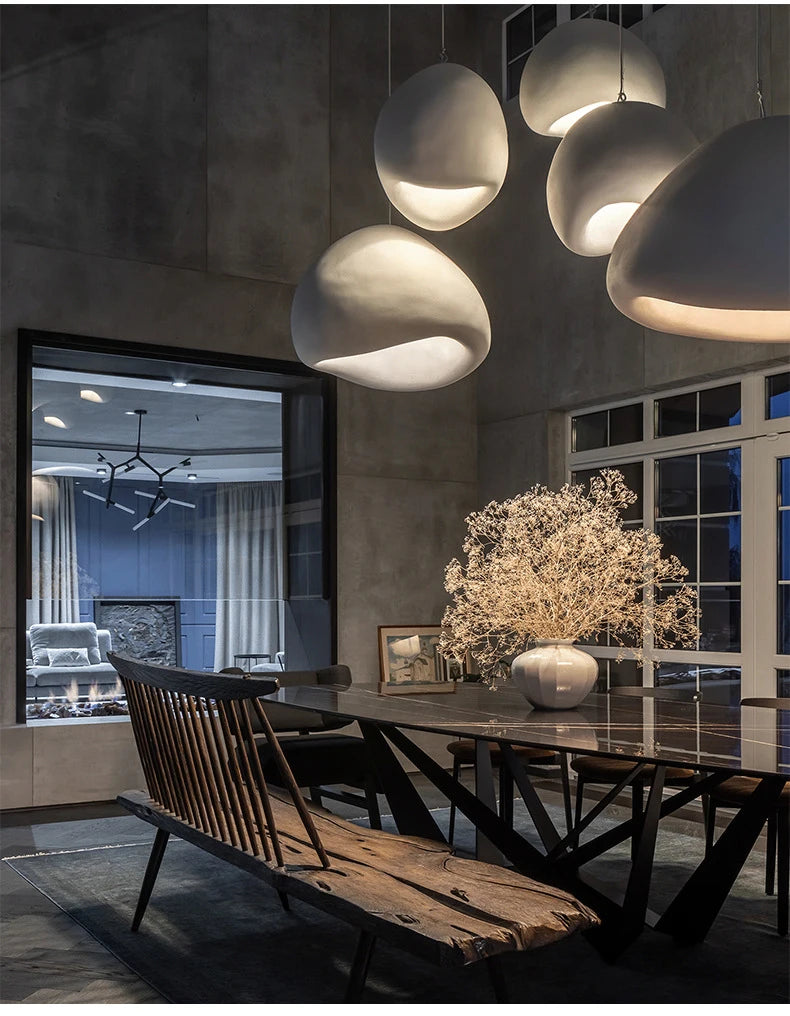 Nordic Wabi Sabi Pendant Lamp: Modern LED Chandelier for Dining & Living Spaces