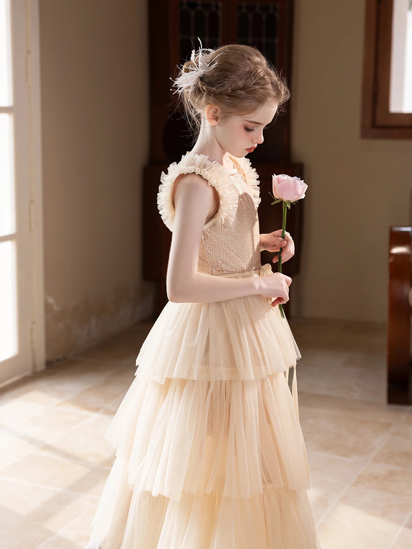 Girls Luxury Party & Wedding Dress Set