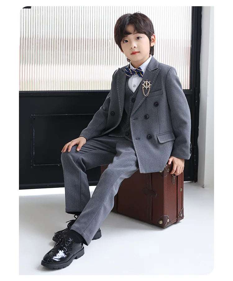 Boys’ Complete 5-Piece Dress Set – Wedding, Piano & Host Costume