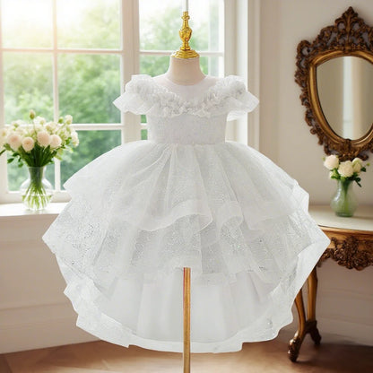 Girls’ Formal Lace Dress – High-End Embroidery for Flower Girl