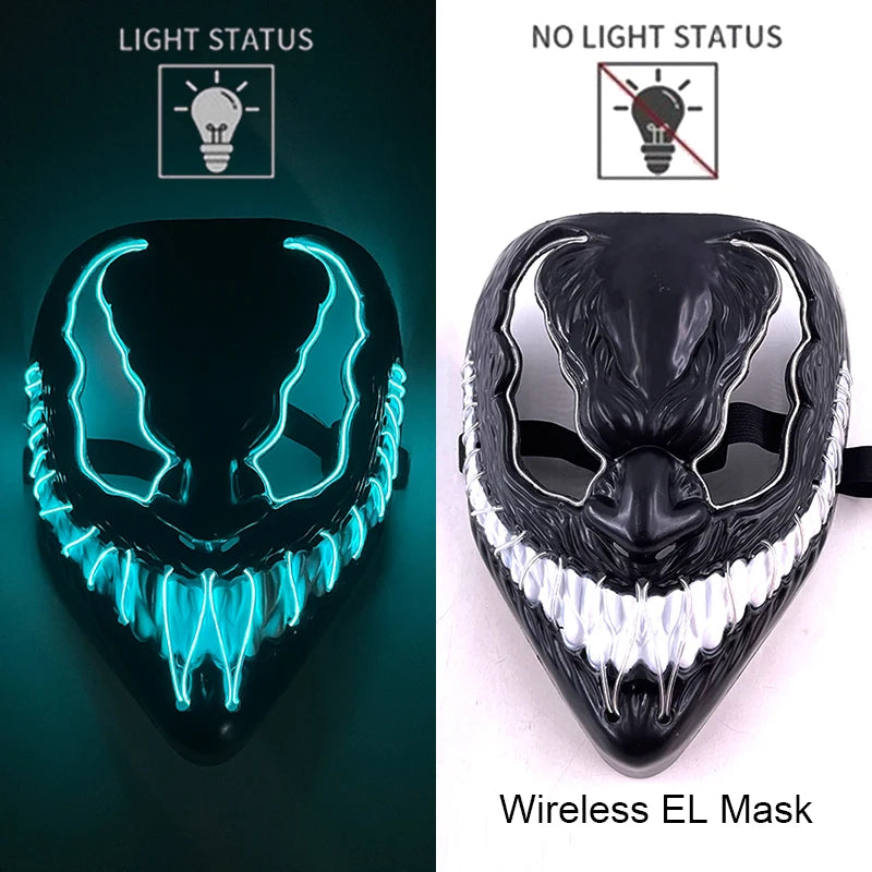 Wireless Neon LED Purge Mask – Glowing Halloween Party Mask