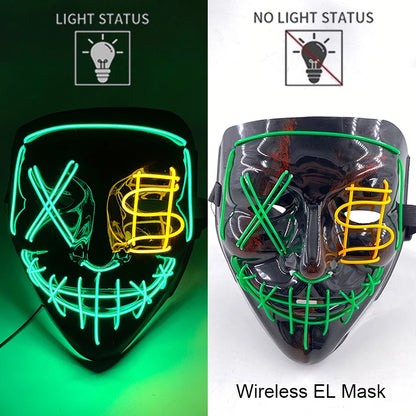 Wireless Neon LED Purge Mask – Glowing Halloween Party Mask