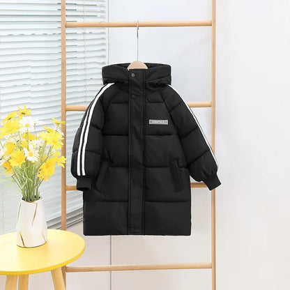 Kids' Long Cotton-Padded Jacket – Warm & Stylish