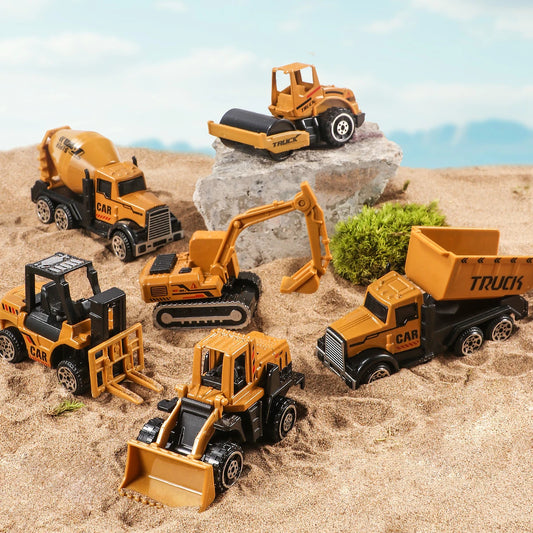 6pcs Alloy Engineering Truck Set – Construction Vehicle Models for Kids