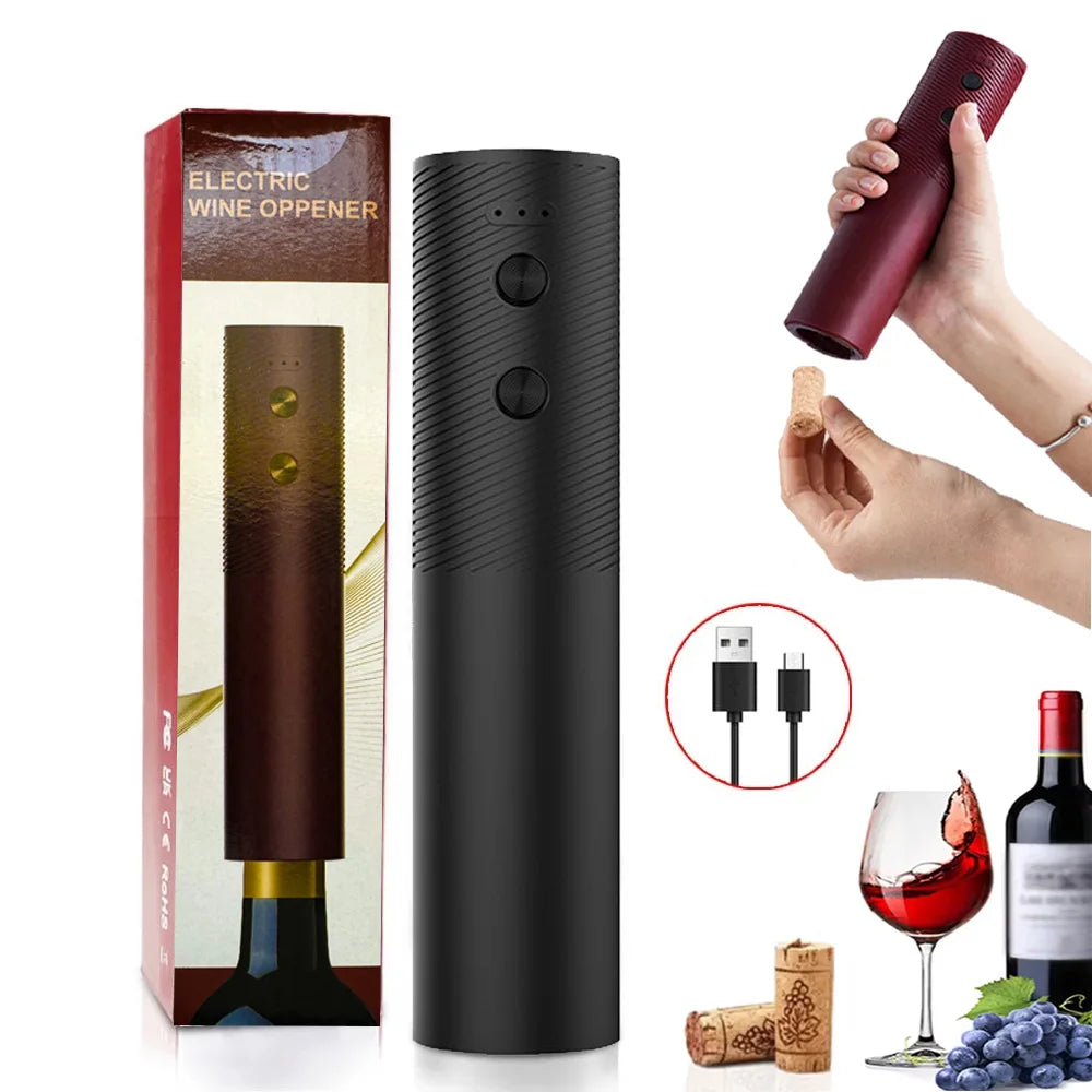 Electric Wine Bottle Opener Automatic Red Wine Corkscrew Rechargeable Wine Opener One-click Button Wine Tools Kitchen Products