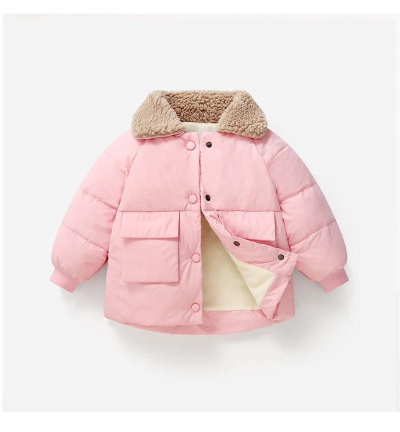 Boys & Girls Lapel Jacket – Cozy Lamb Fleece Kids’ Coat