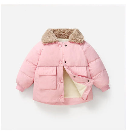 Boys & Girls Lapel Jacket – Cozy Lamb Fleece Kids’ Coat