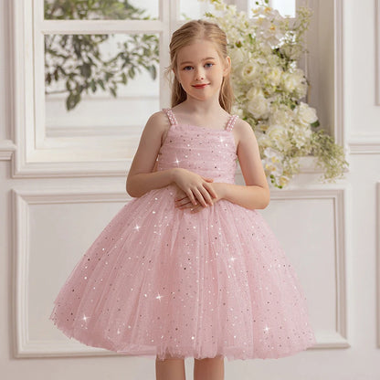 Girls Party Dress – Elegant Blue Sequin Gown