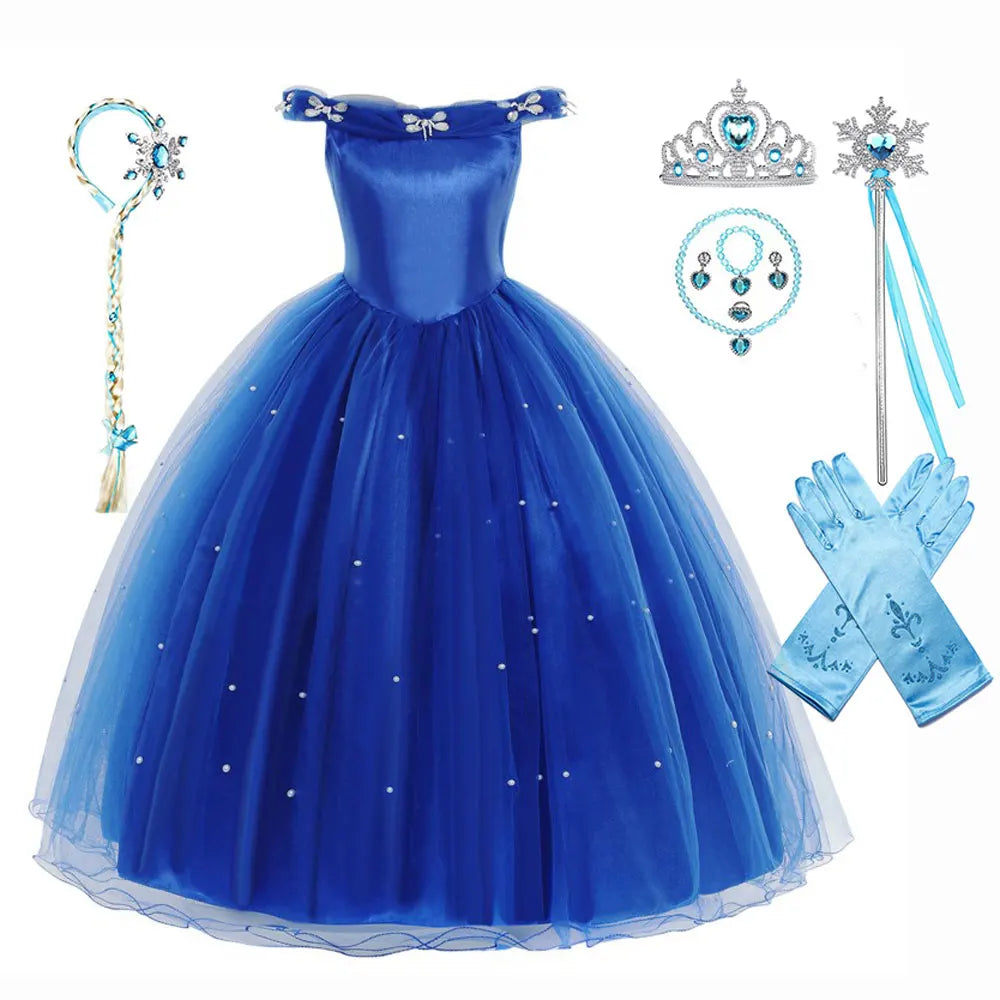 Girls Cinderella Princess Costume Dress Up Set