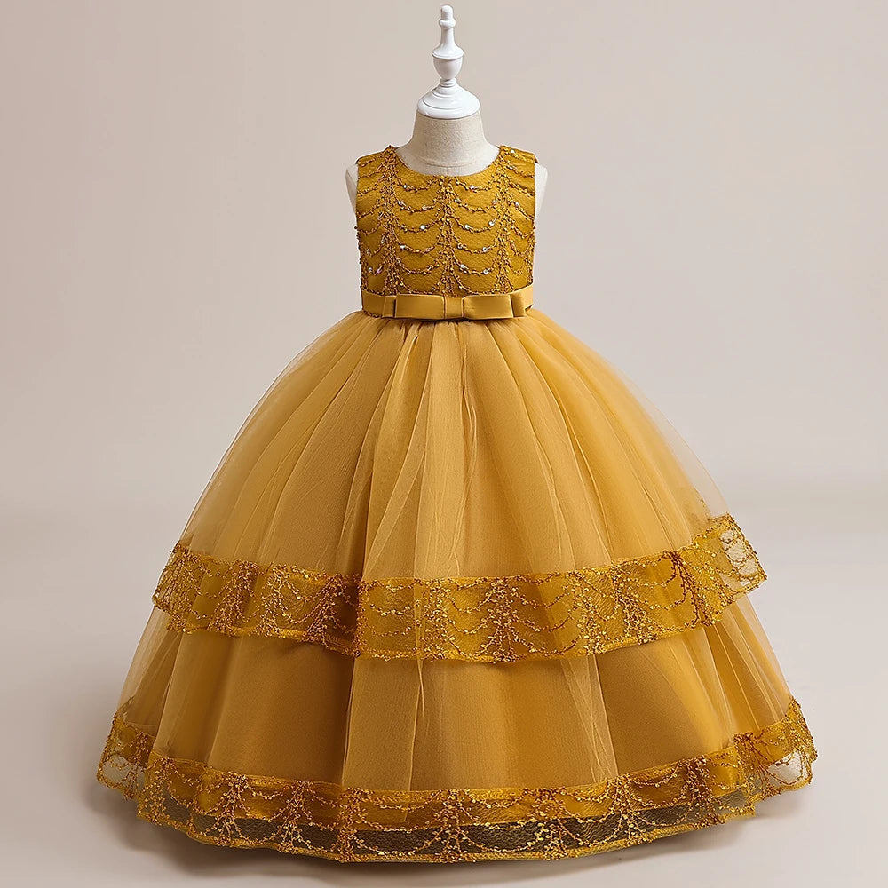 Flower Bow Kids’ Dress – Pageant & Party Wear