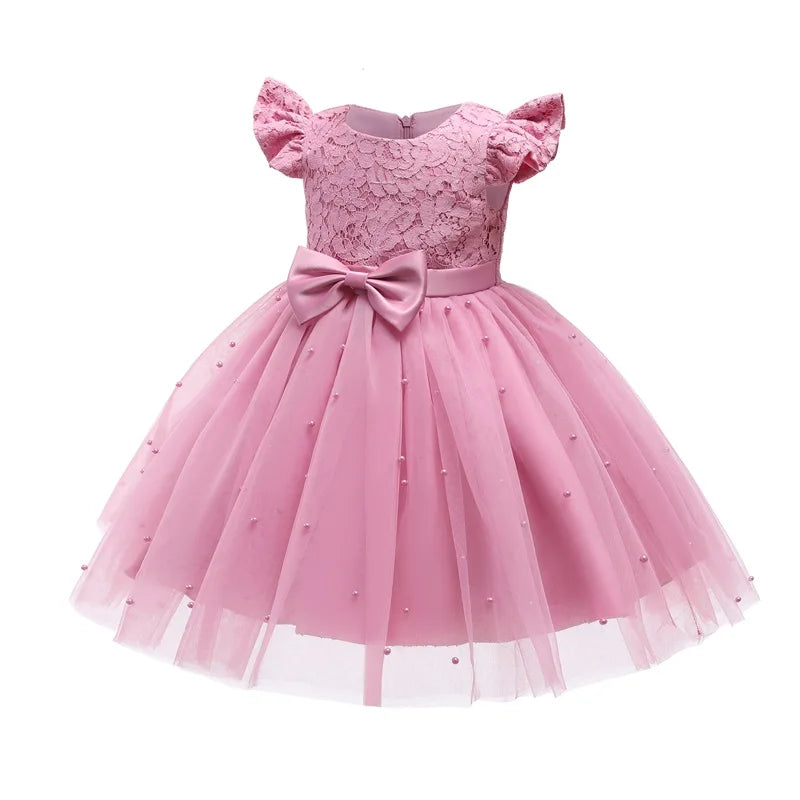 Princess Party Dress – Lace Embroidery with Ruffles