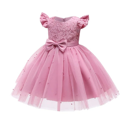 Princess Party Dress – Lace Embroidery with Ruffles