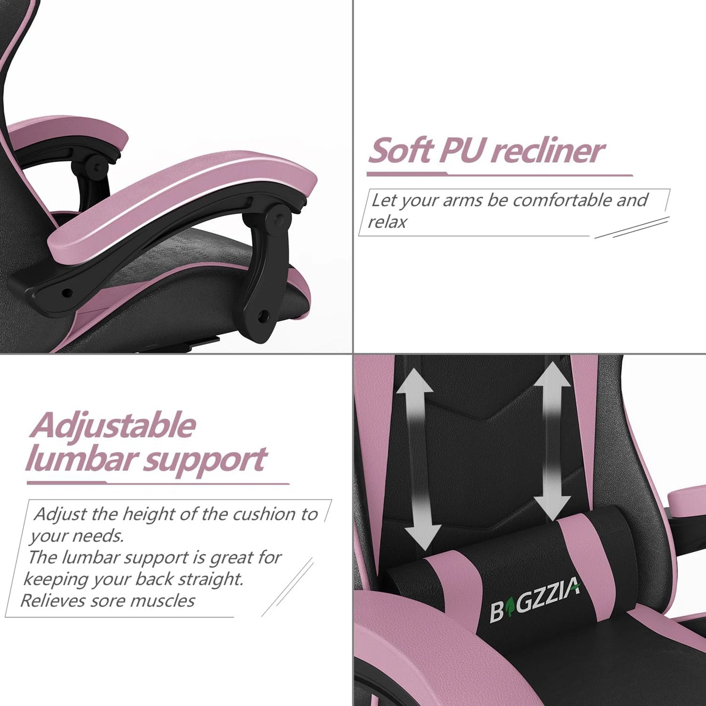 Ergonomic Gaming & Office Chair: PU Leather with Headrest & Lumbar Support