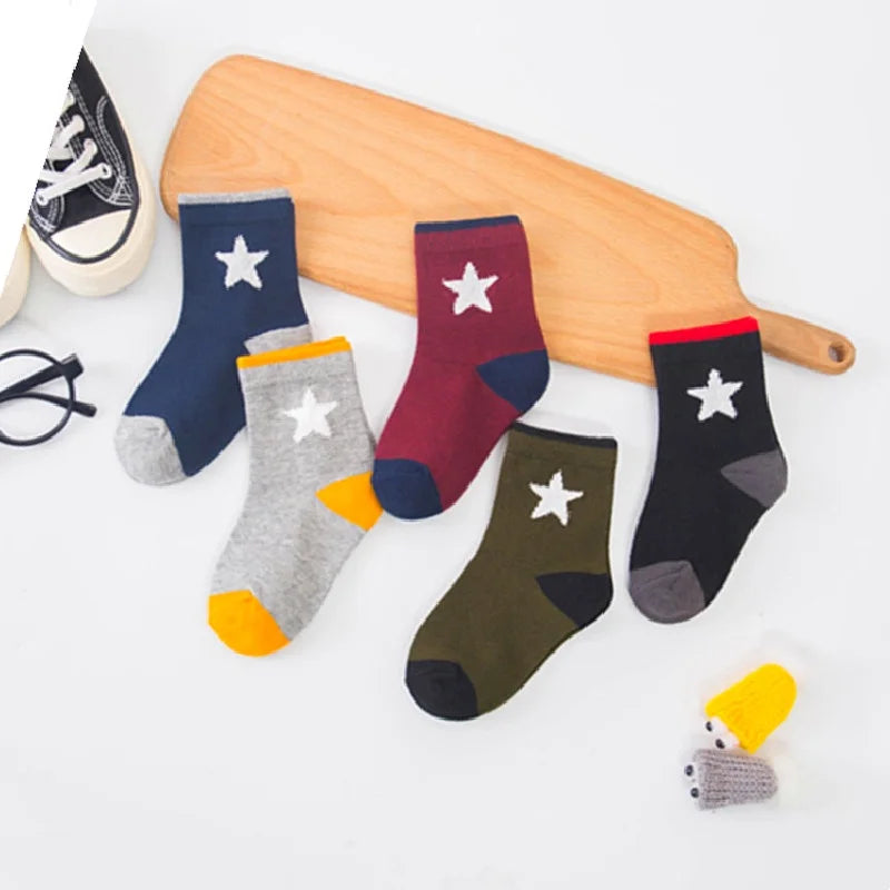 Cute Animal Baby Socks – Cat Design, 5-Pack (0–6Y)