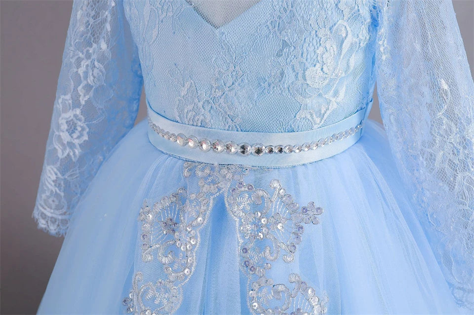 Girls Evening Dress – Lace Embroidered Party Gownn