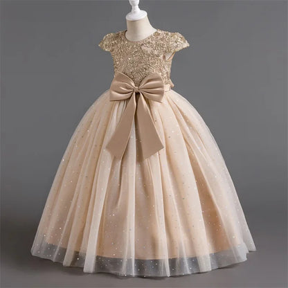 Festive Elegance – Girls’ Bow Party Dress for 3-10Y