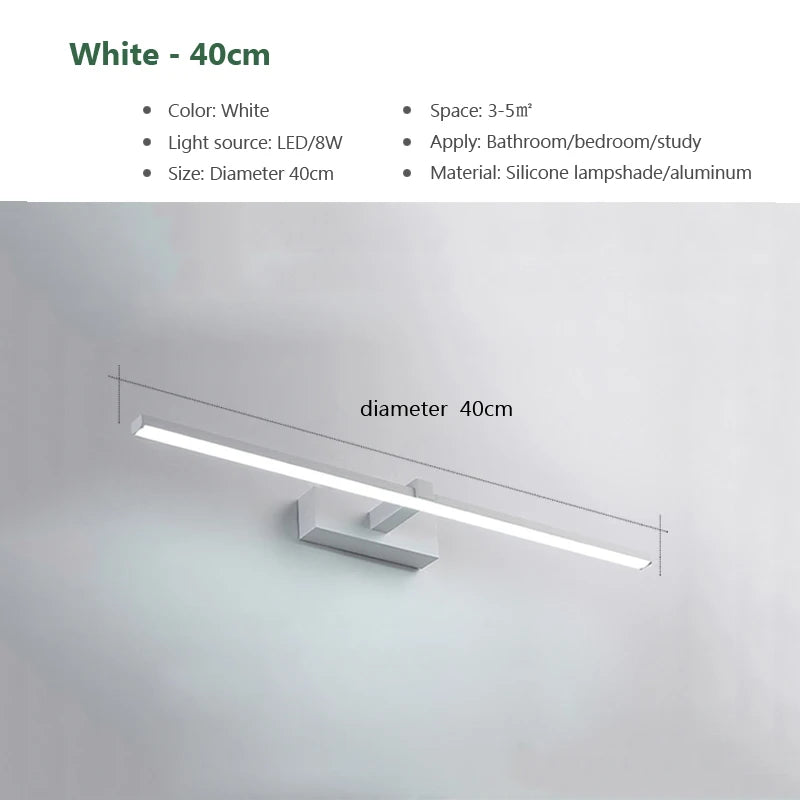 Modern LED Bathroom Wall Light: 3 Colors, Aluminum Makeup Mirror Lamp