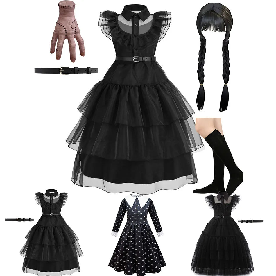 Girls' Wednesday Addams Costume: Spooky Elegance for Halloween & Beyond