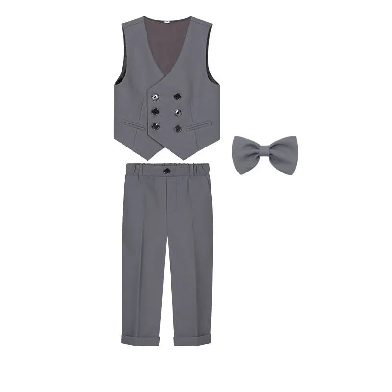 Teenagers’ Formal Tuxedo – Beige Waistcoat Set for Weddings & Parties