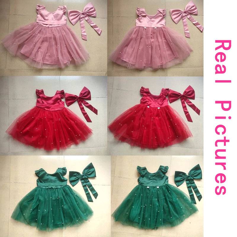 Kids Flower Girl Dress – Elegant Bow Tulle Party Wear