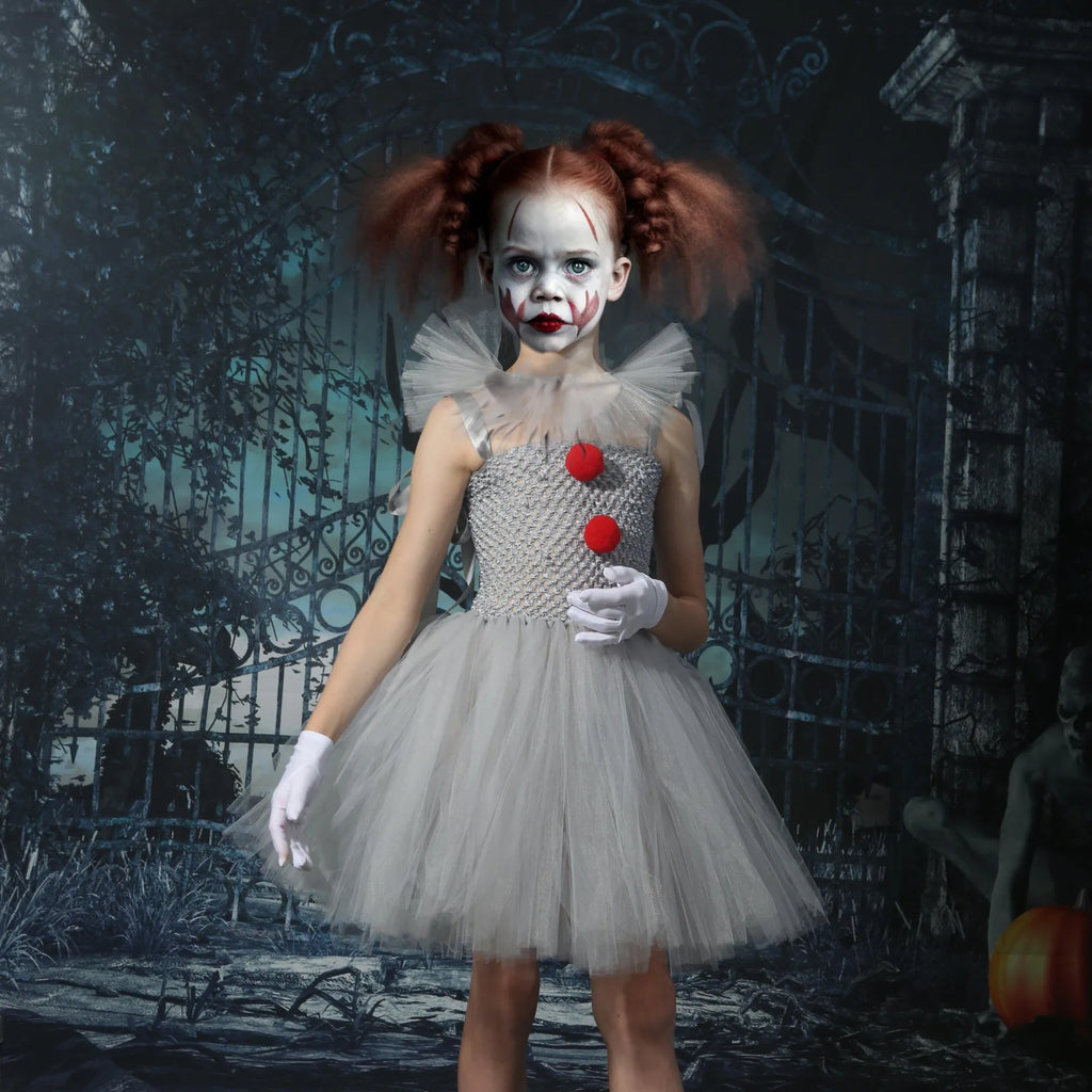 Kids Halloween 2025 Gray Joker Cosplay Outfit
