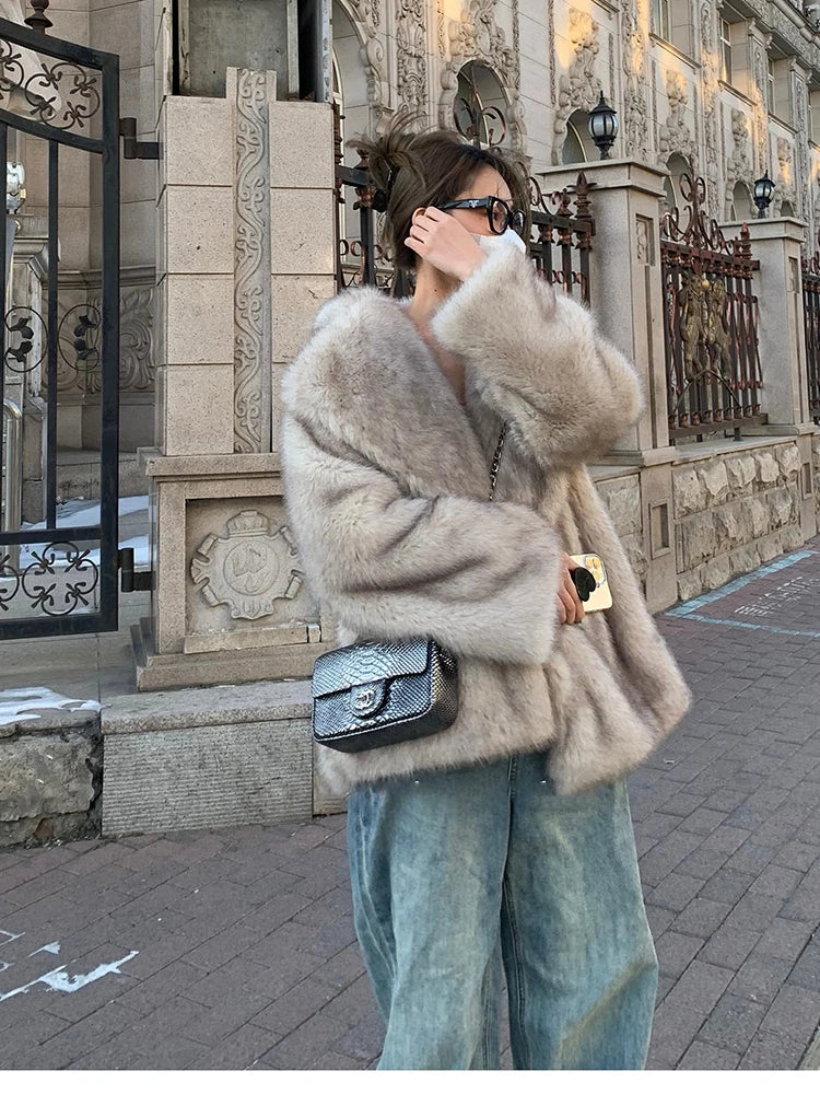 Luxury Fluffy Faux Fox Fur Jacket – Casual & Cozy