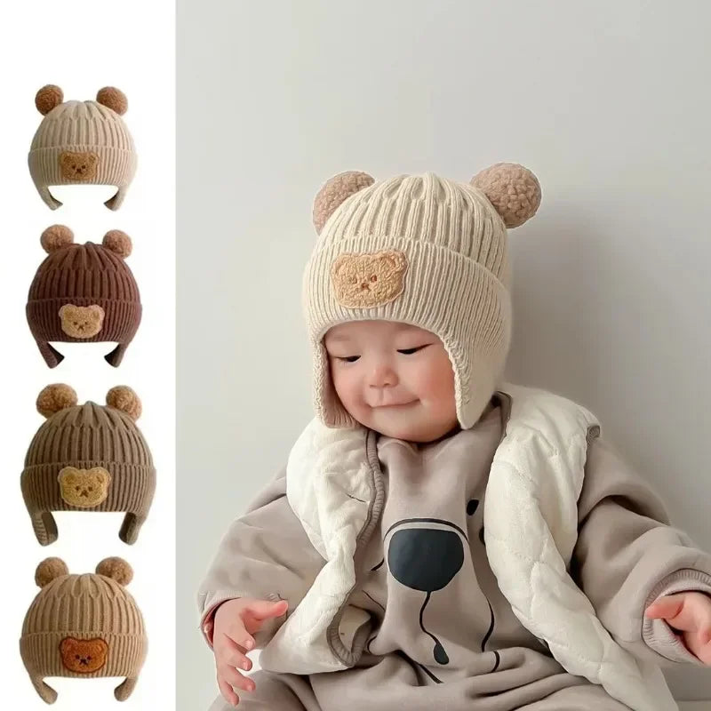 Baby Wool Hat – Cute Bear Ear Winter Knitted Cap