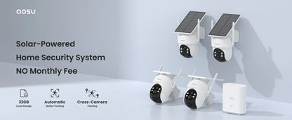 Solar 3MP 360° PTZ WiFi Camera Set | 4 Cams + Base | Smart Surveillance