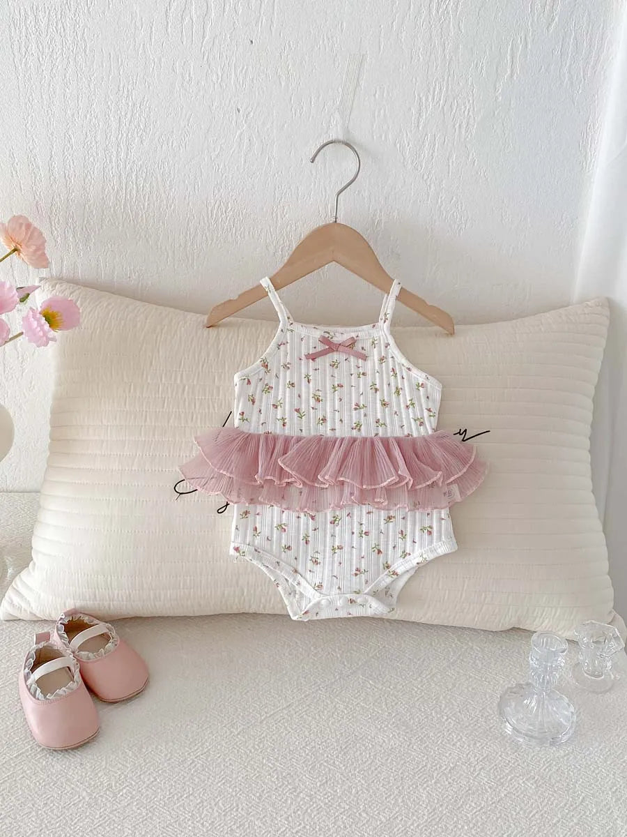 Baby Girl Floral Lace Romper Summer Outfit