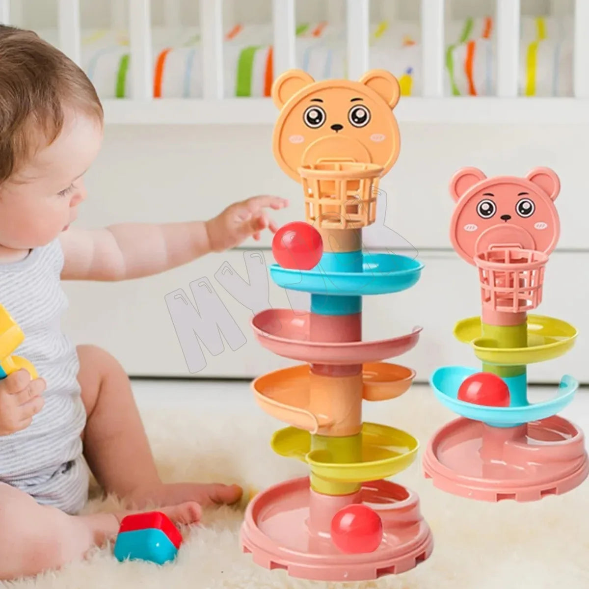 Baby Puzzle Rolling Ball Tower – Fun & Educational Stacking Toy