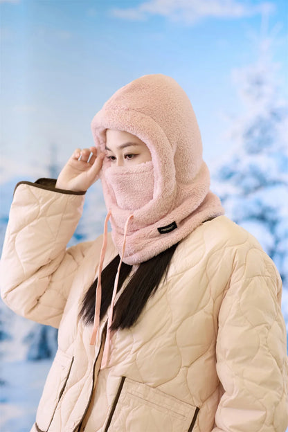 Winter Face Cover Hat with Fleece Sherpa Lining