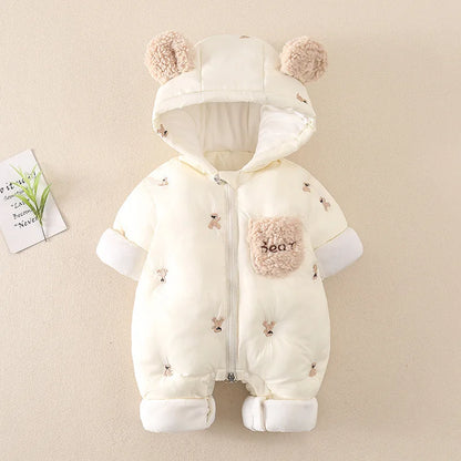 Thick Winter Baby Romper – Fleece & Hooded