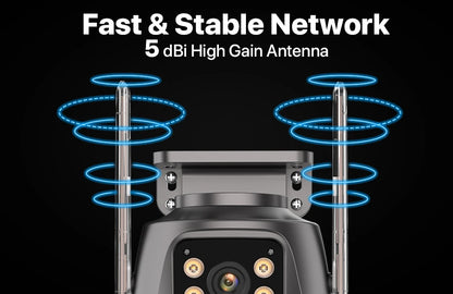4K 8MP Dual-Lens PTZ WiFi Camera | AI Tracking Outdoor CCTV