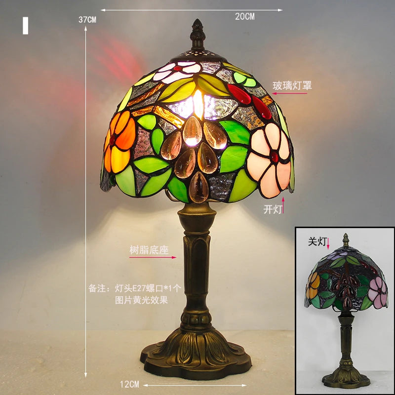 Table Lamp: E27 Stained Glass, Baroque Mediterranean Style for Bedroom & Nightstand