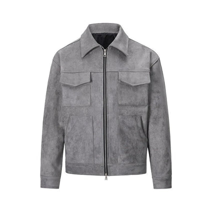 Casual Oversize Men's Jacket – Lapel Zipper Thick Coat