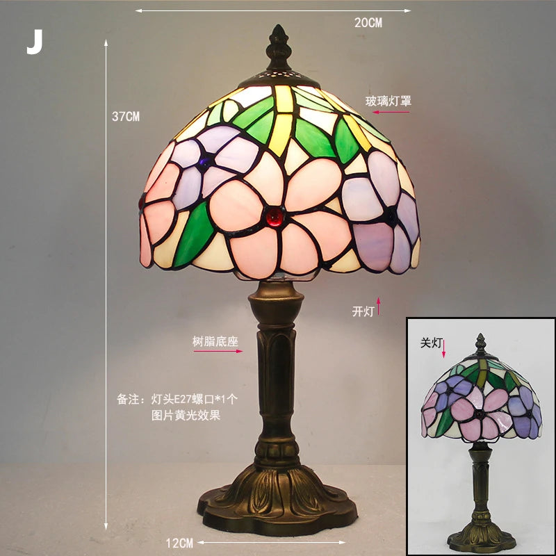 Table Lamp: E27 Stained Glass, Baroque Mediterranean Style for Bedroom & Nightstand