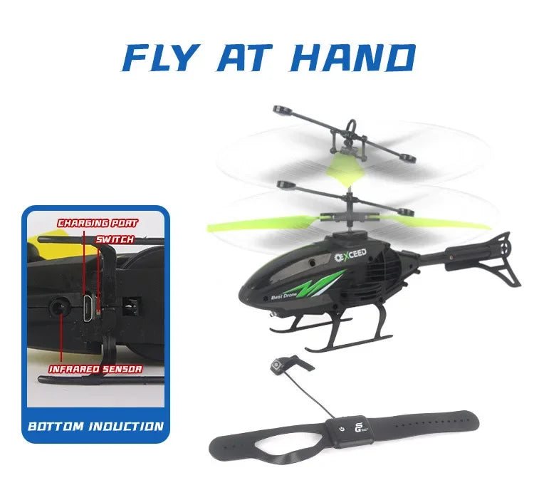 Wrist Induction Drone – Mini RC Helicopter for Kids with Impact Protection