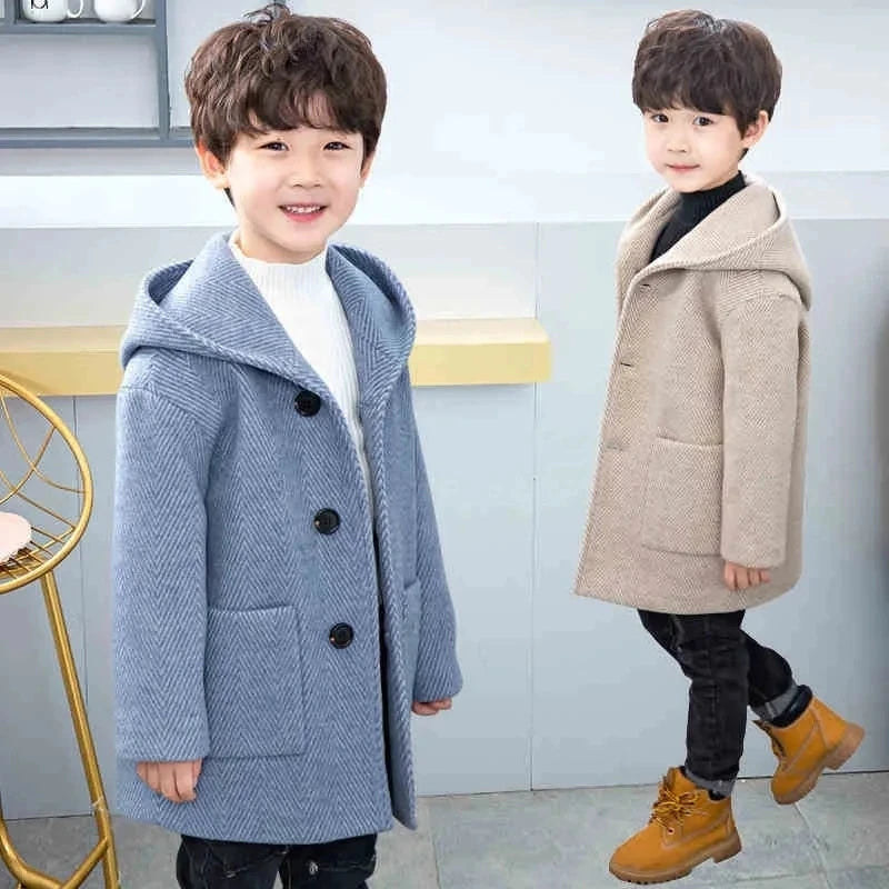 Boys’ Casual Woolen Jacket – Warm & Stylish Korean