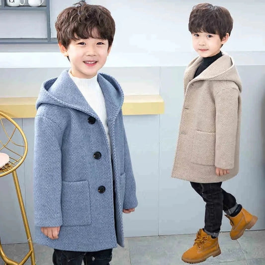 Boys’ Casual Woolen Jacket – Warm & Stylish Korean