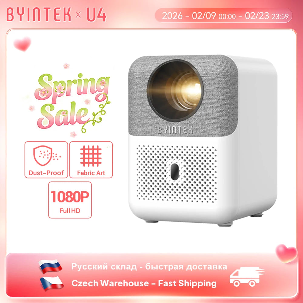 BYINTEK LOVE U4: 4K Smart Mini Projector for Wireless Home Cinema